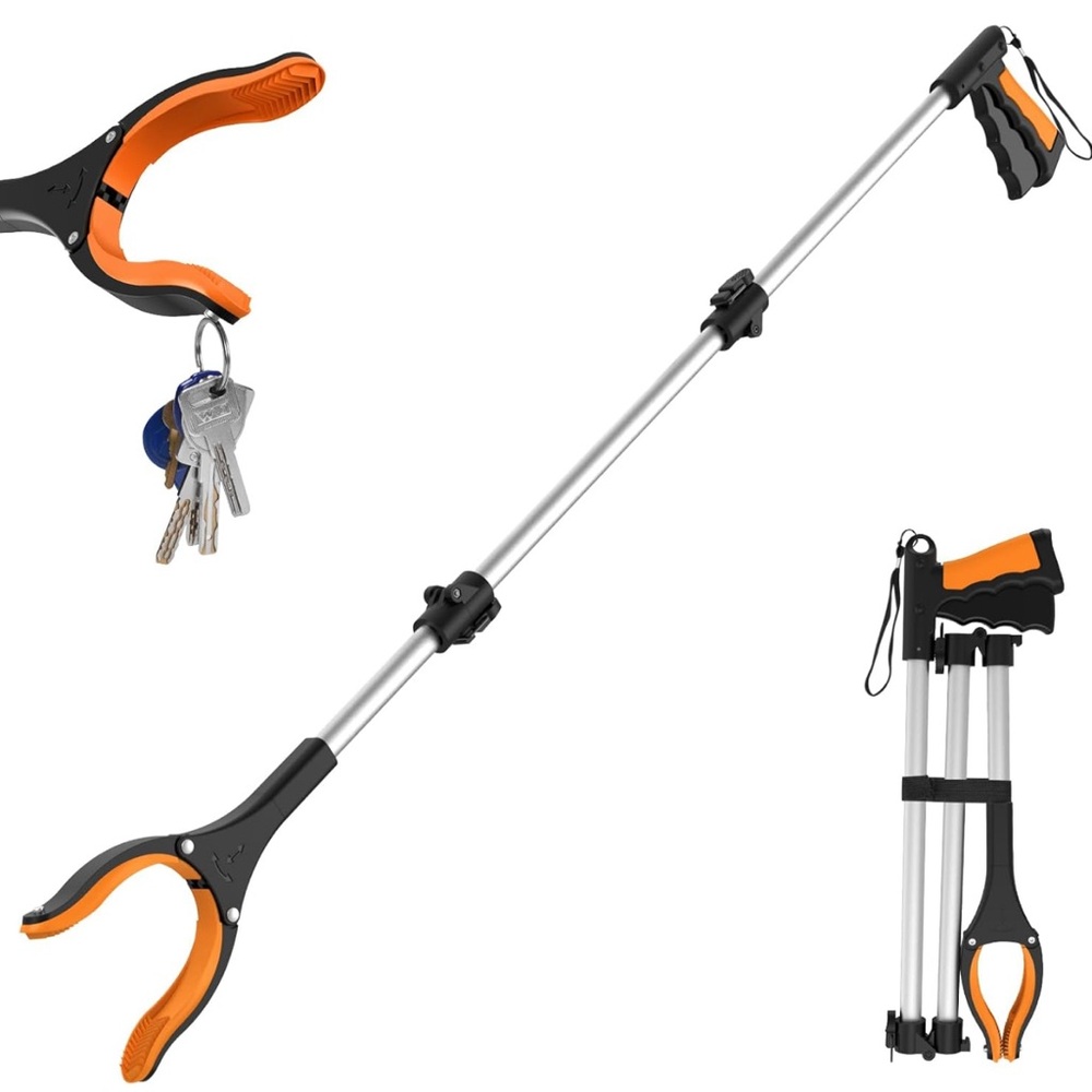 NWT Foldable Reacher Grabber Tool with Orange Tips